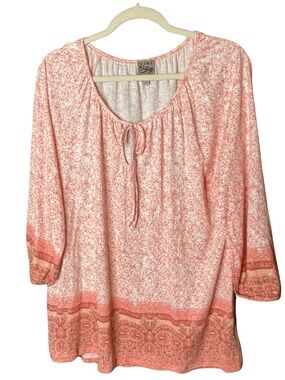 Como Vintage Coral Pink Peasant Tunic